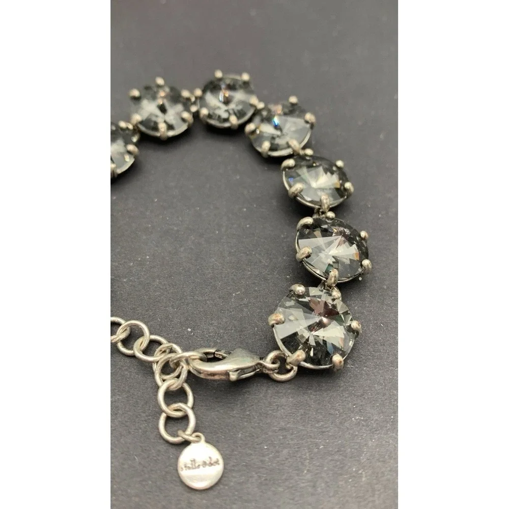 Stella & Dot Somervale Silver and Sparkling Smokey Glass Gray Crystal Bracelet - Picture 2 of 5